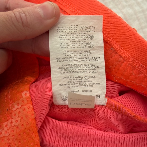 Bebe Neon Coral Sequin Bodycon Mini Dress Size Small Cocktail Dress - Picture 11 of 11